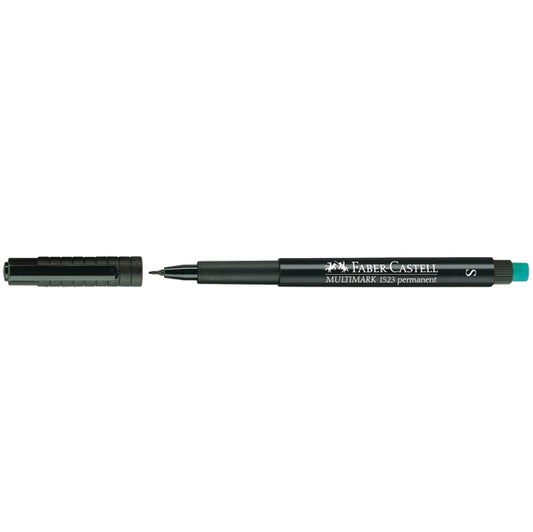 FABER-CASTELL - 151399 - Pennarello Multimark universale permanente con gomma - punta fine 0,6mm - nero - Faber Castell