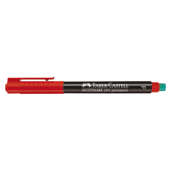 FABER-CASTELL - 151321 - Pennarello Multimark universale permanente con gomma - rosso - punta fine 0,6mm - Faber Castell