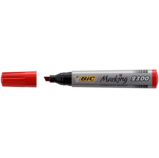 BIC - 820924 - Marcatori permanente Marking a base d'alcool - punta scalpello da 3,70mm a 5,50mm - rosso - Bic - conf. 12 pezzi