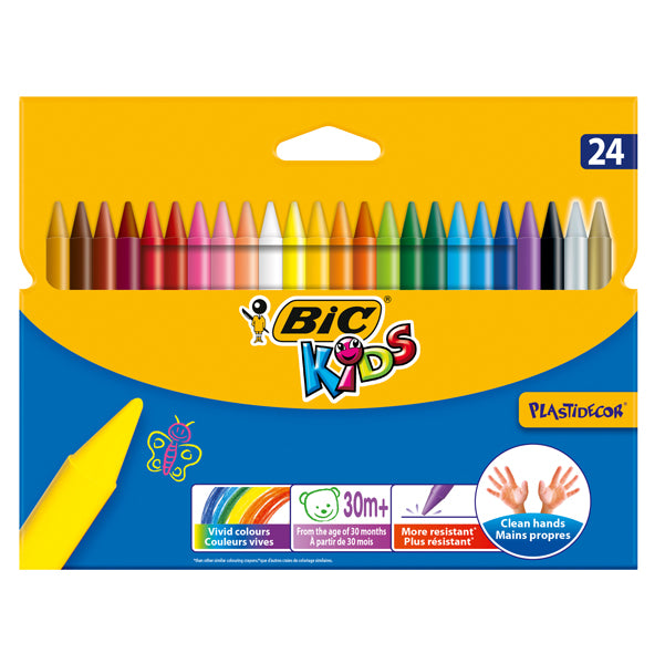 BIC KIDS - 8297724 - Pastelli colorati Plastidecor - plastica - colori assortiti - Bic - astuccio 24 colori