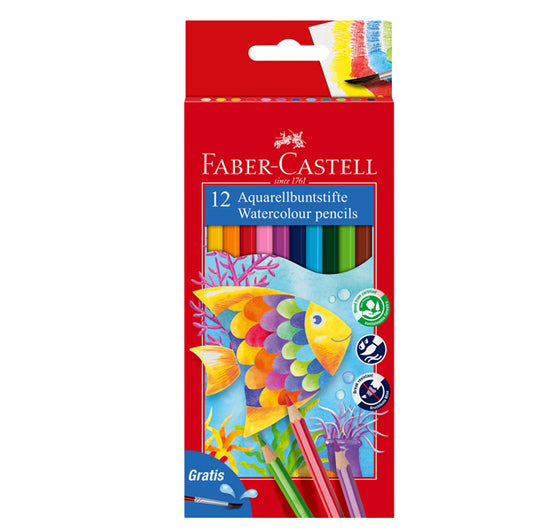 FABER-CASTELL - 114413 - Pastelli acquerellabili - diametro mina 3,30 mm - colori assortiti - Faber-Castell - astuccio 12 pezzi