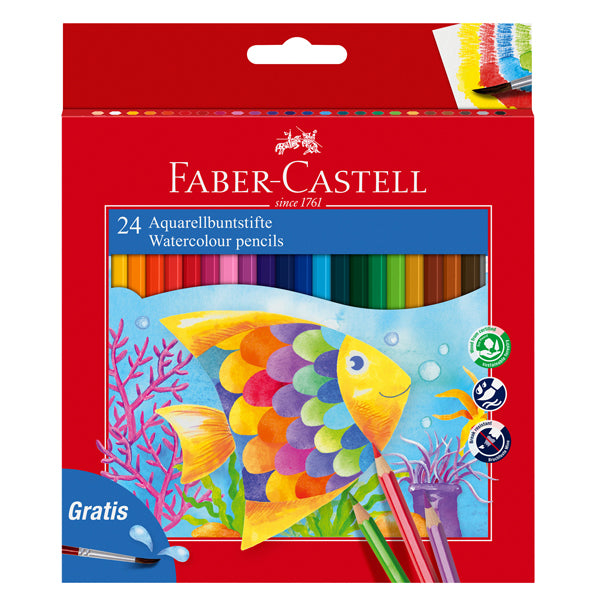 FABER-CASTELL - 114425 - Acquerellabili Red pastelli colorati - mina D 3,30mm - colori assortiti - Faber Castell - Astuccio 24 pastelli colorati