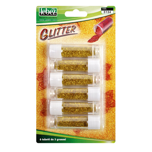 LEBEZ - 5134-O - Porporina glitter - 2gr - oro - Lebez - conf. 6 tubi