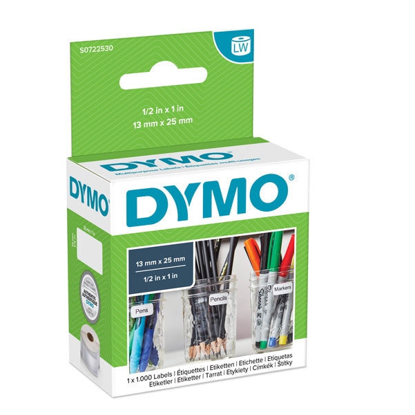 DYMO - S0722530 - Rotolo 1000 etichette LW 13530 - 25x13 mm - multiuso rimovibili - bianco - Dymo