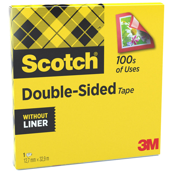 SCOTCH - 7100170073 - Nastro biadesivo 665 - permanente - senza liner - 32,9 m x 1,27 cm - trasparente - Scotch