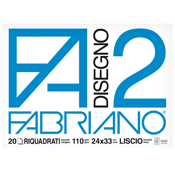 FABRIANO - 06201516 - Blocco F2 - 24x33cm - 20 fogli - 110gr - liscio - squadrato - 4 angoli - Fabriano