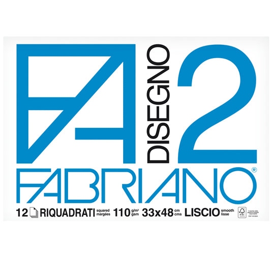 FABRIANO - 06201534 - Blocco F2 - 33x48cm - 12 fogli - 110gr - liscio - squadrato - collato - Fabriano