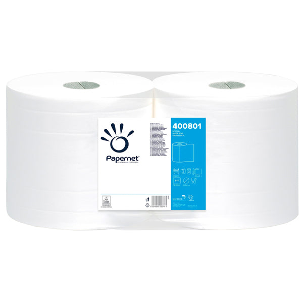 PAPERNET - 400801 - Bobina asciugatutto Special - 2 veli - finitura liscia - 19,5 gr - diametro 25 cm - 26 cm x 293 mt - bianco - Papernet