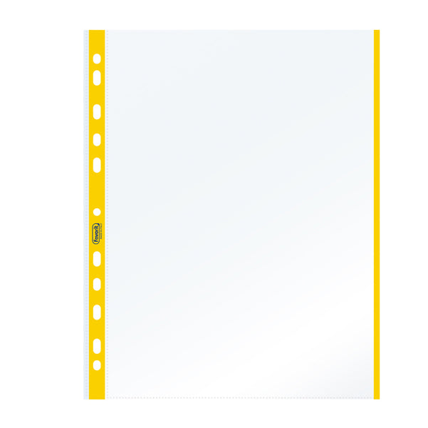 FAVORIT - 100460029 - Buste forate con banda colorata - Linear - buccia - 21 x 29,7 cm - giallo - Favorit - conf. 10 pezzi
