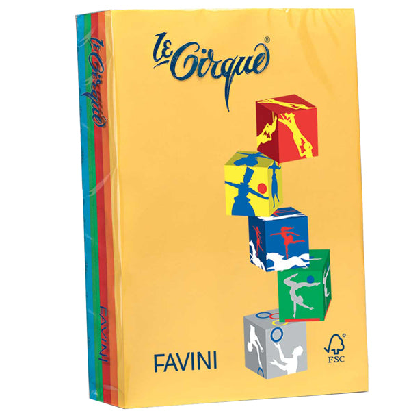 FAVINI - A71X514 - Carta Le Cirque - A4 - 80 gr - mix 5 colori intensi - Favini - conf. 500 fogli