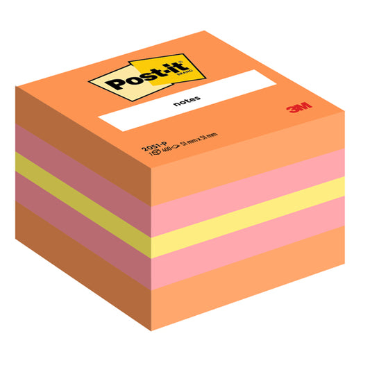 POST-IT - 7100172395 - Blocco foglietti Minicubo - 2051-P - 51 x 51 mm - 72 gr - colori assortiti - 400 fogli - Post it