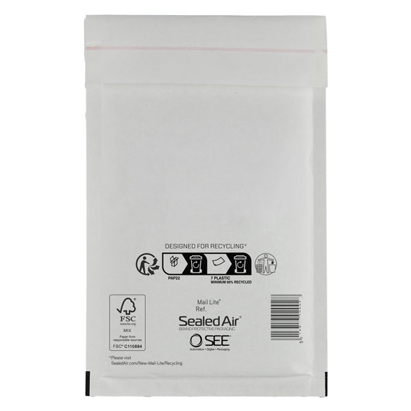 SEALED AIR - 103027481 - Busta imbottita Mail Lite  - C (15 x 21 cm) - bianco - Sealed Air  - conf. 10 pezzi