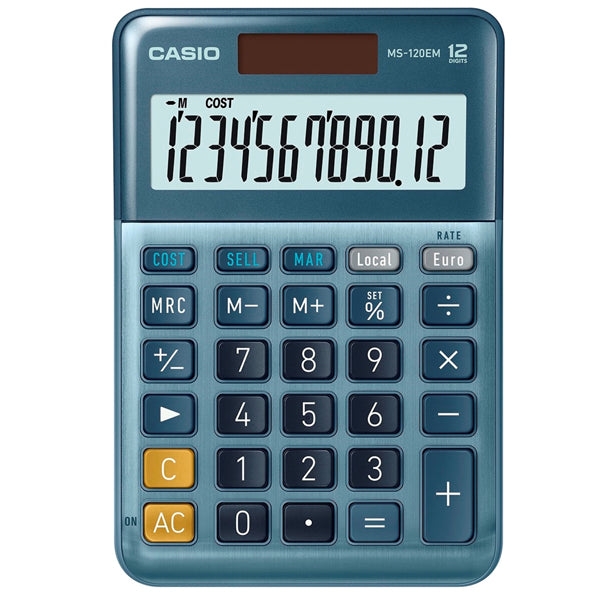 CASIO - MS-120EM-W-EP - Calcolatrice da tavolo MS-120EM - 12 cifre - blu - Casio
