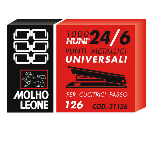 Molho Leone - 31126 - Punti 126 - 24-6 - metallo - Molho Leone - conf. 1000 pezzi