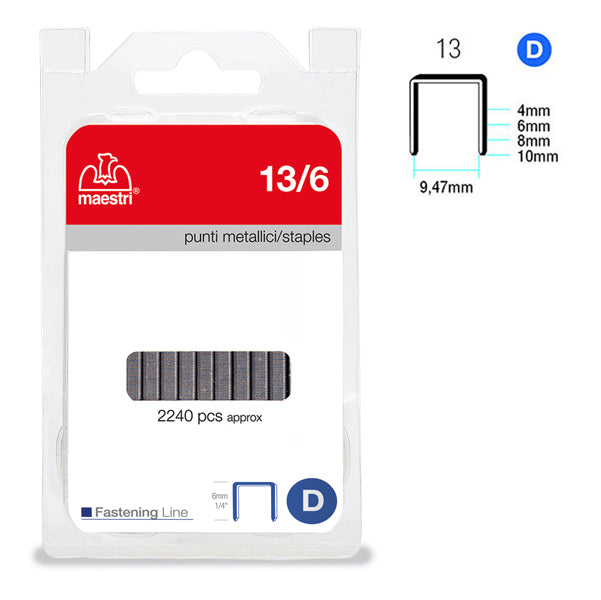 RO-MA - 1110503 - Punti - 13-6 - 6 mm - metallo - Romeo Maestri - conf. 2240 pezzi