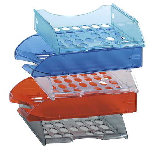 FELLOWES - E040TR - Vaschetta portacorrispondenza forata E040 - 26 x 34,5 x 6,5 cm - rosso trasparente - Fellowes