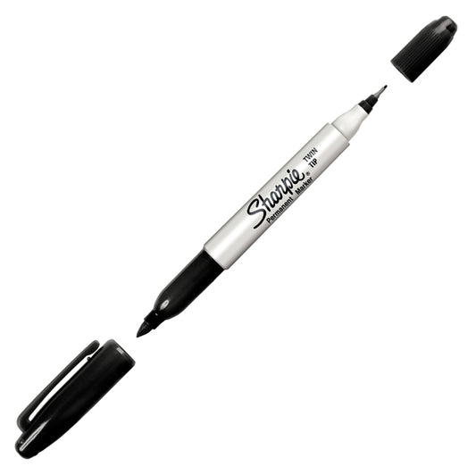 SHARPIE - S0811100 - Marcatore Permanente Twin tip doppia punta - una punta fine 1,0mm - una punta extra fine 0,5mm - nero - Sharpie