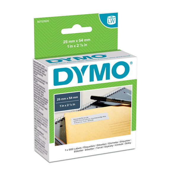 DYMO - S0722520 - Rotolo 500 etichette LW 113520 - 25x54 mm - per indirizzi - bianco - Dymo