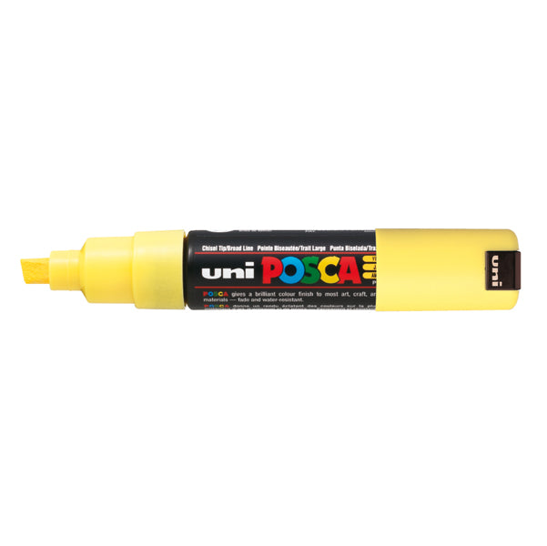 UNI MITSUBISHI - PC8KG - Marcatore a base d'acqua Uni Posca PC8K - punta large a scalpello 8,0mm - giallo  - Uni Mitsubishi