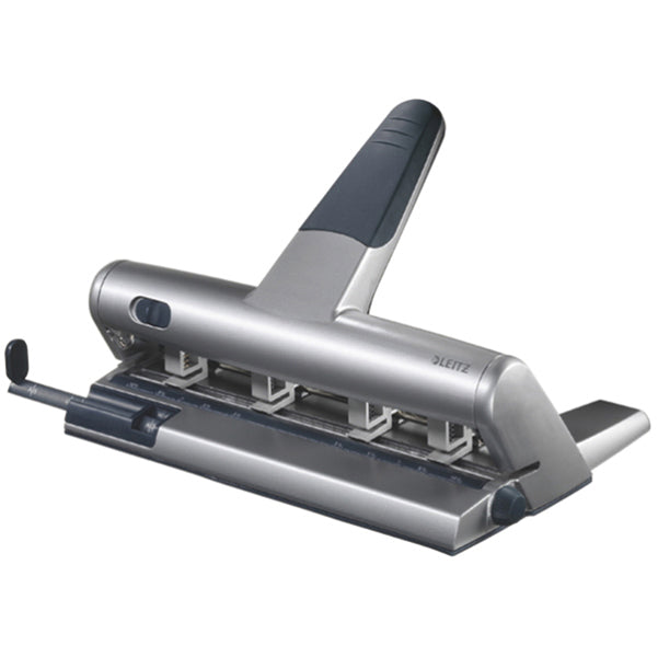 LEITZ - 51140184 - Perforatore Akto a punzoni indipendenti - max 30 fogli - 4-6 fori - passo 6-8 cm - argento - Leitz
