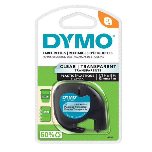 DYMO - S0721530 - Nastro Letratag 122670 - 12 mm x 4mt - plastica - trasparente - Dymo