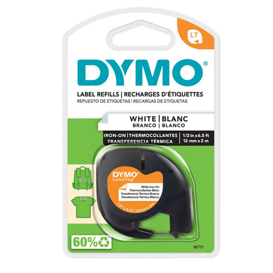 DYMO - S0718850 - Nastro Letratag - 12 mm x 2 mt - bianco - termoadesivo - Dymo