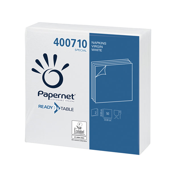 PAPERNET - 400710 - Tovagliolo - carta - 33 x 33 cm - 2 veli - bianco - Papernet - conf. 50 pezzi