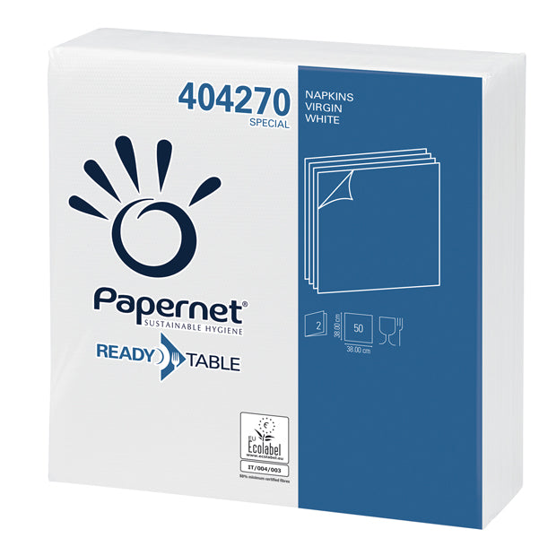 PAPERNET - 404270 - Tovagliolo - carta - 38 x 38 cm - 2 veli - bianco - Papernet - conf. 50 pezzi