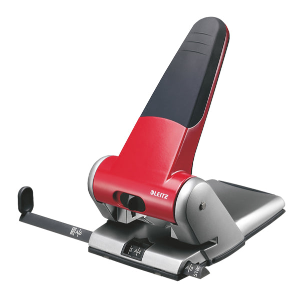 LEITZ - 51800125 - Perforatore 5180 - passo 8 cm - max 65 fogli - 2 fori - rosso - Leitz