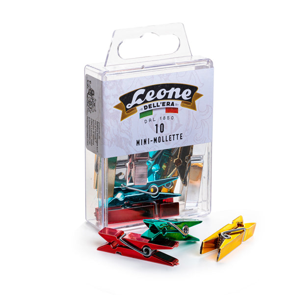 LEONE - APM - Mini mollette Leone Color - colori metallizzati assortiti - Leone - conf. 10 pezzi