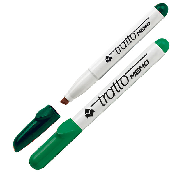 TRATTO - 852004 - Pennarello a secco Tratto Memo per lavagne cancellabili - punta a scalpello - tratto 6,5mm - verde - Tratto