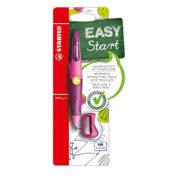 STABILO - B-46864-3 - Portamine Easyergo - 3,15mm - per mancini + affilamine - rosa - Stabilo