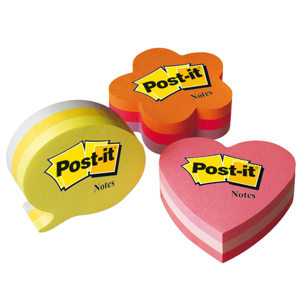 POST-IT - 7100172402 - Blocco foglietti cuore - 2007-H - 70 x 70 mm - rosa neon-rosa ultra-rosa pastello - 225 fogli - Post it