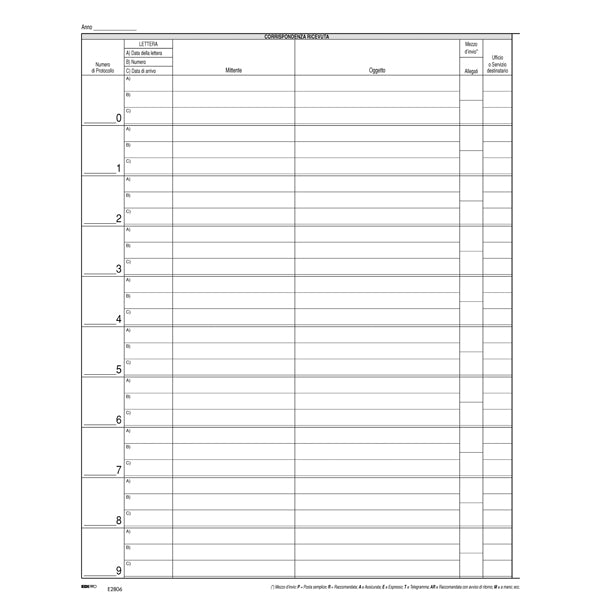 EDIPRO - E2806 - Registro corrispondenza arrivo-partenza - 31 x 24 cm - 50 fogli - Edipro