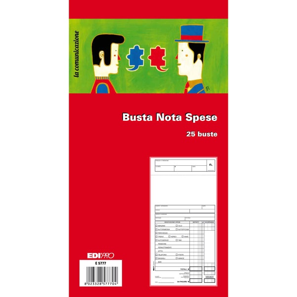 EDIPRO - E5777 - Blocco buste nota spese - 28 x 15cm - Edipro - conf. 25 buste