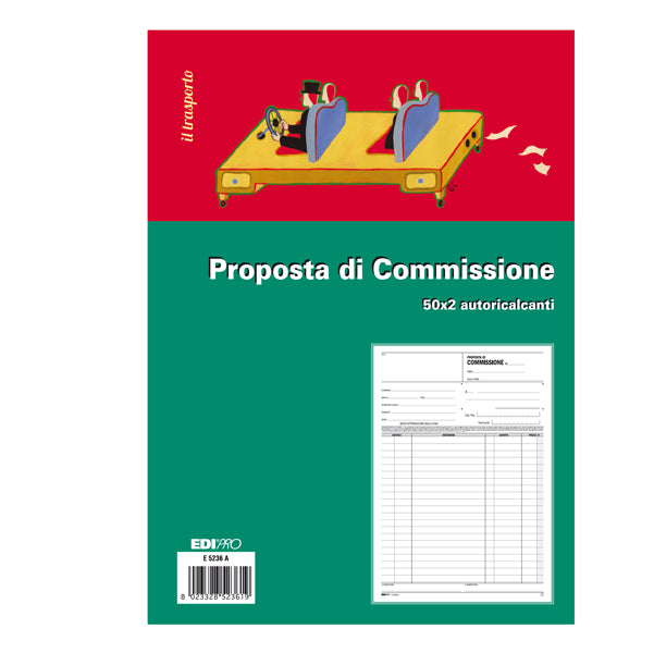 EDIPRO - E5236A - Blocco copia commissioni - 50 fogli 2 copie autoricalcanti - 29,7 x 21cm - Edipro