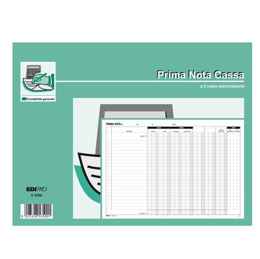 EDIPRO - E5350 - Blocco prima nota cassa-banca - 50-50 fogli autoricalcanti - 22 x 30cm - Edipro