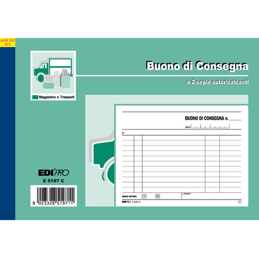 EDIPRO - E5197C - Blocco buoni di consegna - 50-50 fogli ricalcanti - 12 x 17,5cm - Edipro