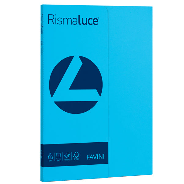 FAVINI - A69G144 - Carta Rismaluce Small - A4 - 90 gr - azzurro 55 - Favini - conf. 100 fogli