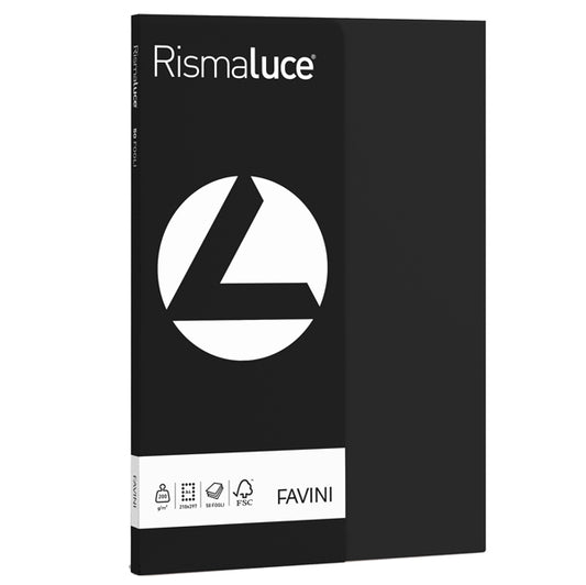 FAVINI - A69A544 - Carta Rismaluce Small - A4 - 200 gr - nero 63 - Favini - conf. 50 fogli