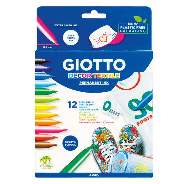 GIOTTO - 494900 - Pennarelli Decor Textile - per tessuto - Giotto - astuccio 12 pennarelli