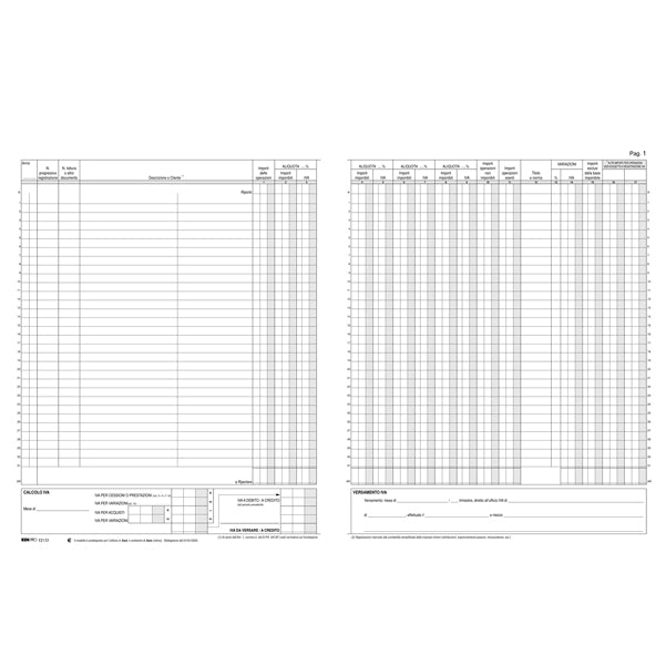 EDIPRO - E2133 - Registro Iva fatture - 31 x 24,5cm - 22pg - numerate - Edipro