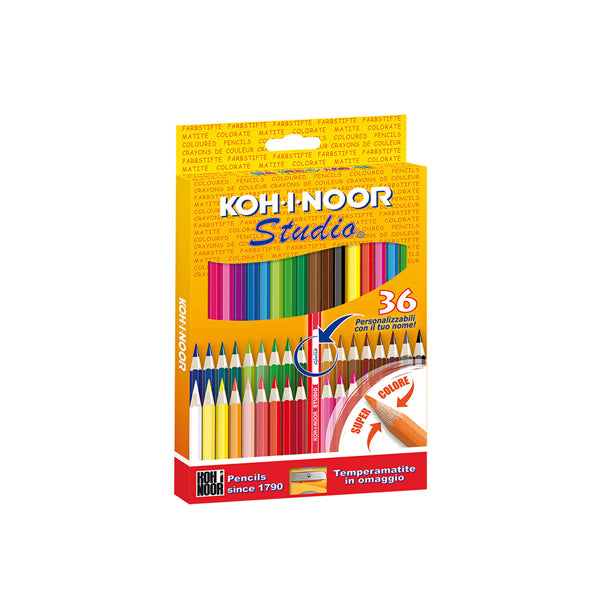 KOH.I.NOOR - DH3336 - Matite colorate Studio - diametro mina 2,8 mm - colori assortiti - Koh.I.Noor - Astuccio 36 pezzi