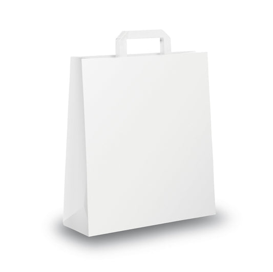 Mainetti Bags - 031342 - Shopper - maniglia piattina - 26 x 11 x 35 cm - carta kraft - bianco - Mainetti Bags - conf. 25 pezzi