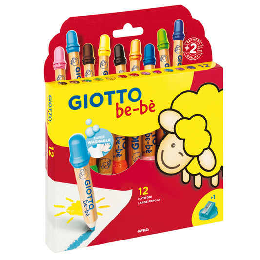 GIOTTO BEBE - F477700 - Supermatitoni - diametro mina 7 mm - con temperino - colori assortiti - Giotto - astuccio 12 pezzi