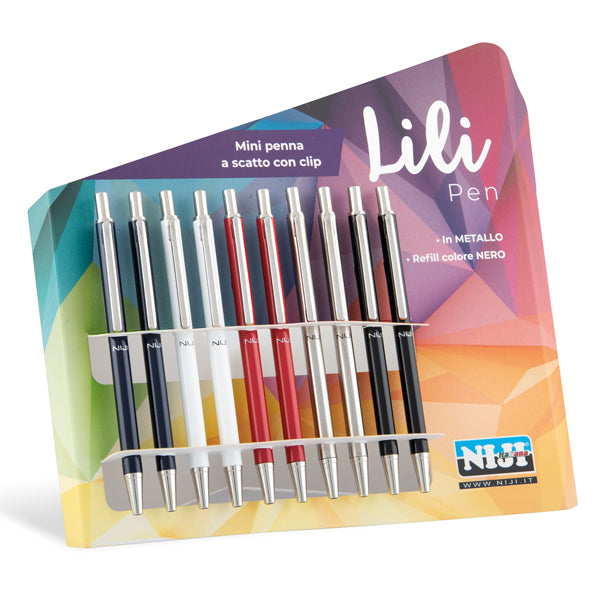LEBEZ - 1301 - Penna mini a scatto da agenda - colori assortiti - Niji Italiana - conf. 10 pezzi