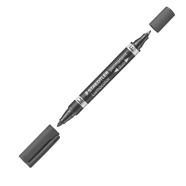 STAEDTLER - 348-9 - Pennarello Lumocolor Permanent Duo 348 punta feltro - punta 0,6mm e 1,5mm - nero - Staedtler