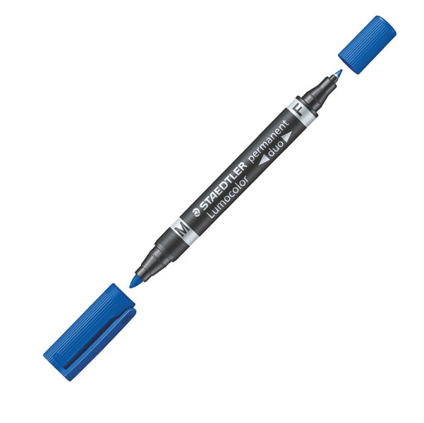 STAEDTLER - 348-3 - Pennarello Lumocolor Permanent Duo 348 punta feltro - punta 0,6mm e 1,5mm - blu - Staedtler