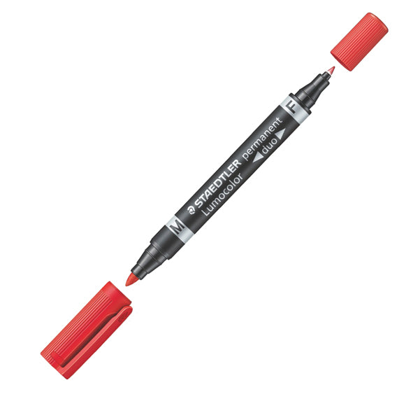 STAEDTLER - 348-2 - Pennarello Lumocolor Permanent Duo 348 punta feltro - punta 0,6mm e 1,5mm - rosso - Staedtler