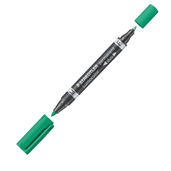 STAEDTLER - 348-5 - Pennarello Lumocolor Permanent Duo 348 punta feltro - punta 0,6mm e 1,5mm - verde - Staedtler